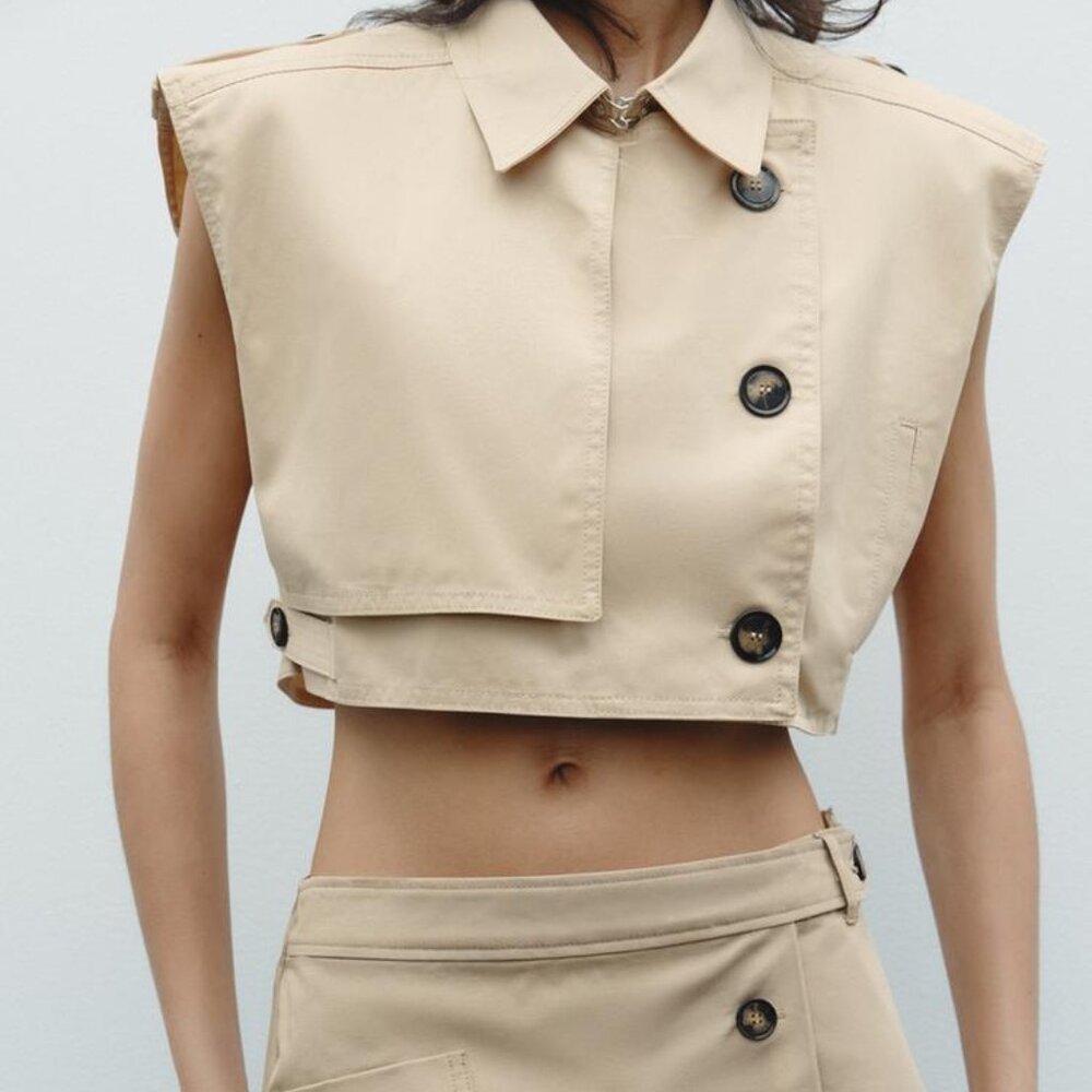 Zara BELTED CROPPED TOP